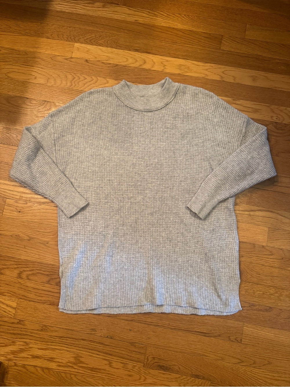 Aerie Gray Waffle Knit Oversized Sweater